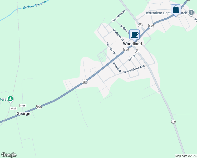 map of restaurants, bars, coffee shops, grocery stores, and more near 113 Cherry Street in Woodland