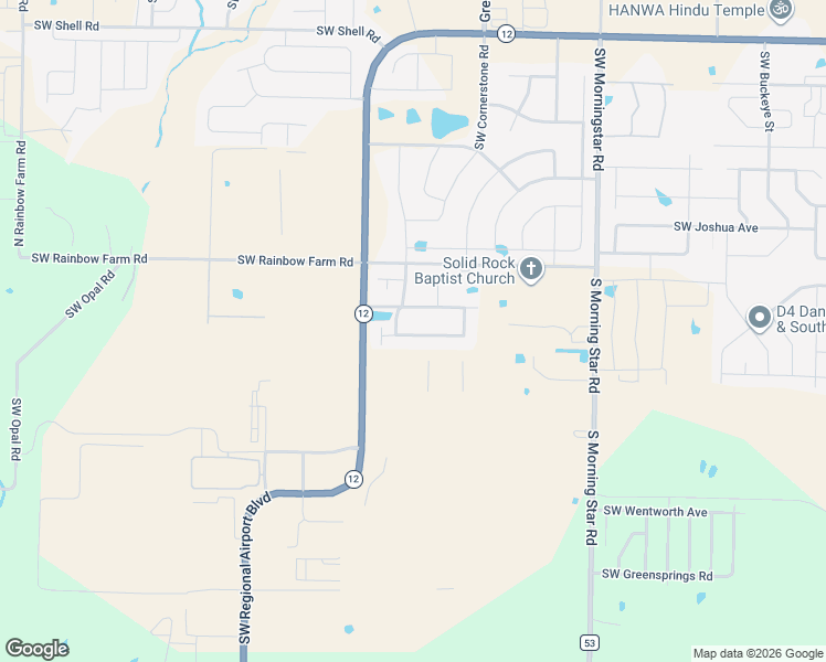 map of restaurants, bars, coffee shops, grocery stores, and more near 3904 Southwest Flatrock Avenue in Bentonville