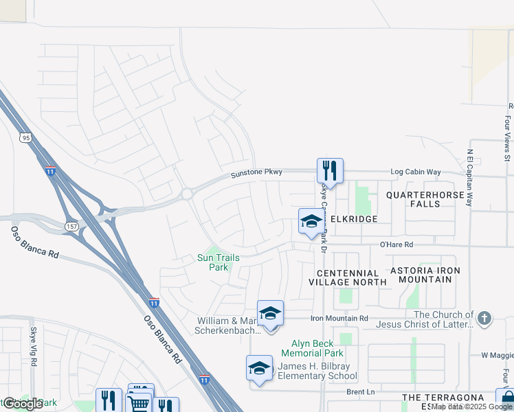 map of restaurants, bars, coffee shops, grocery stores, and more near North Fort Apache Road in Las Vegas