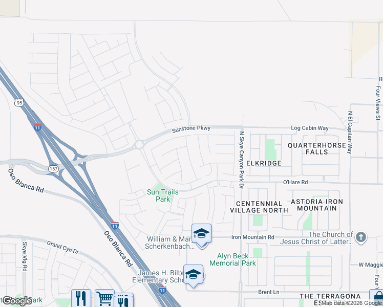 map of restaurants, bars, coffee shops, grocery stores, and more near North Fort Apache Road in Las Vegas