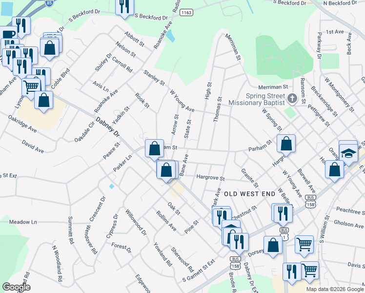 map of restaurants, bars, coffee shops, grocery stores, and more near 854 State Street in Henderson