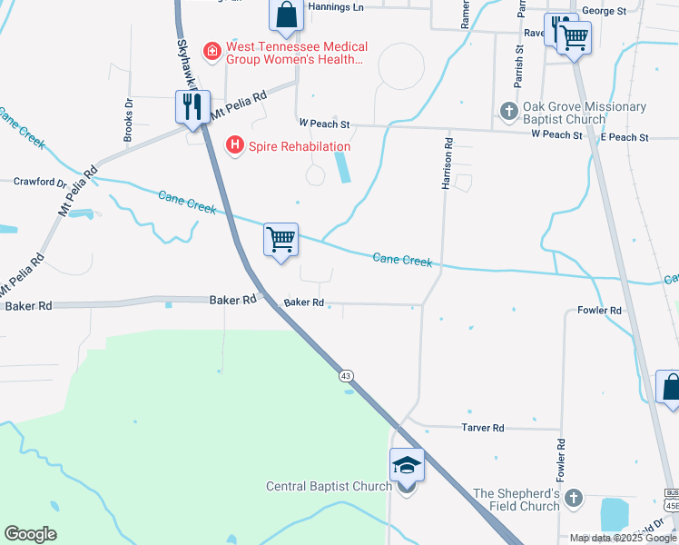 map of restaurants, bars, coffee shops, grocery stores, and more near 118 Bo Drive in Martin