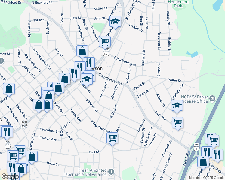 map of restaurants, bars, coffee shops, grocery stores, and more near 441 Norvell Street in Henderson