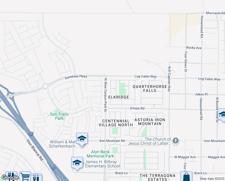 map of restaurants, bars, coffee shops, grocery stores, and more near 9801 North Fast Elk Street in Las Vegas