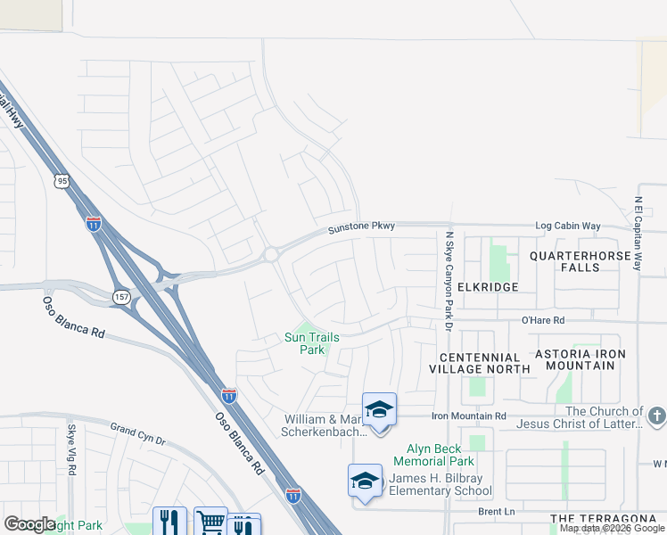 map of restaurants, bars, coffee shops, grocery stores, and more near North Fort Apache Road in Las Vegas