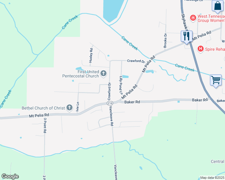 map of restaurants, bars, coffee shops, grocery stores, and more near 310 Crawford Drive in Martin