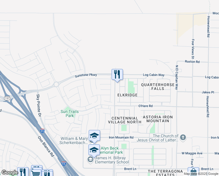 map of restaurants, bars, coffee shops, grocery stores, and more near North Fort Apache Road in Las Vegas