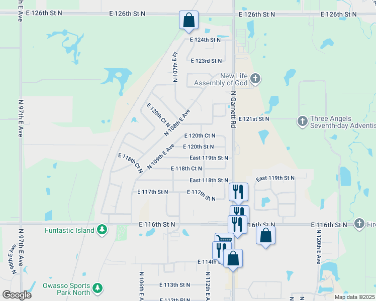 map of restaurants, bars, coffee shops, grocery stores, and more near 11015 East 119th Street North in Collinsville