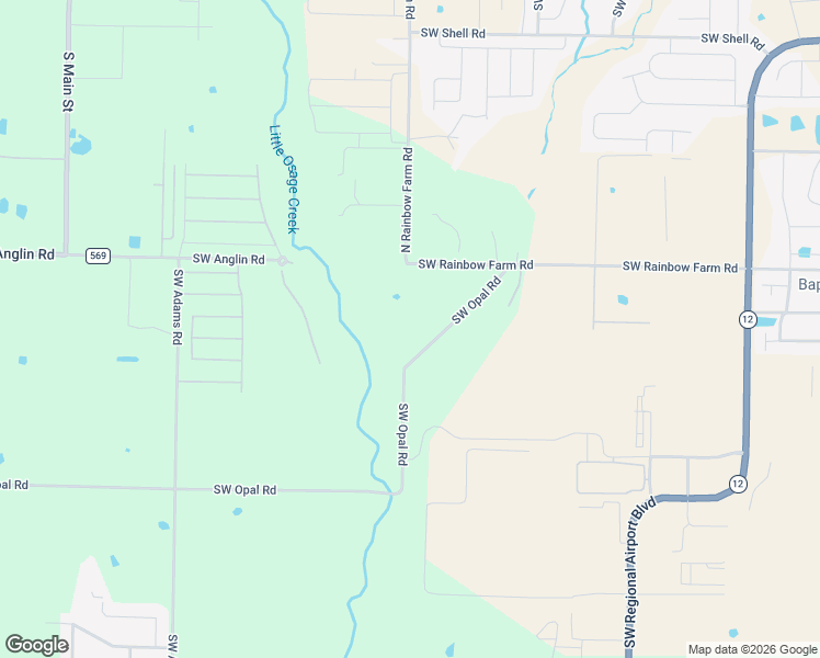 map of restaurants, bars, coffee shops, grocery stores, and more near 5000 Southwest Opal Road in Bentonville