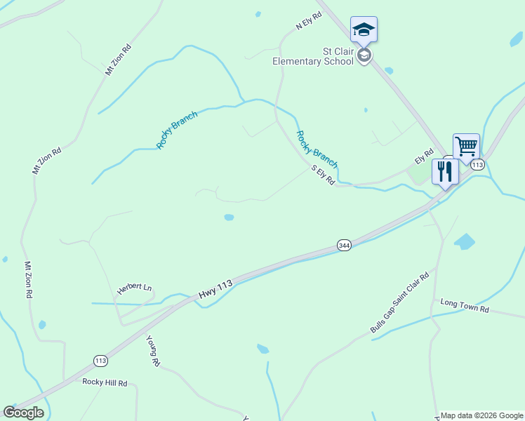 map of restaurants, bars, coffee shops, grocery stores, and more near 141 Murphy Road in Bulls Gap