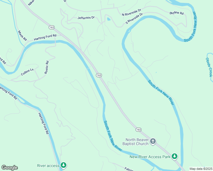 map of restaurants, bars, coffee shops, grocery stores, and more near Heritage River Road in Ashe County