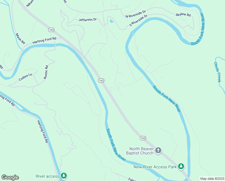 map of restaurants, bars, coffee shops, grocery stores, and more near Heritage River Road in Ashe County