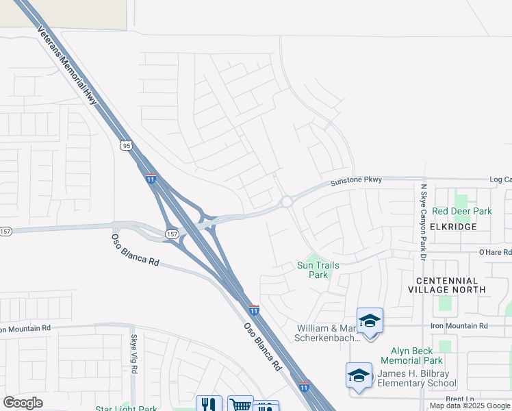 map of restaurants, bars, coffee shops, grocery stores, and more near U.S. 95 Frontage Road in Las Vegas