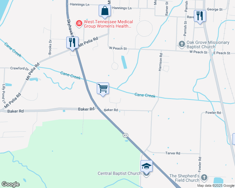 map of restaurants, bars, coffee shops, grocery stores, and more near 117 Bo Drive in Martin