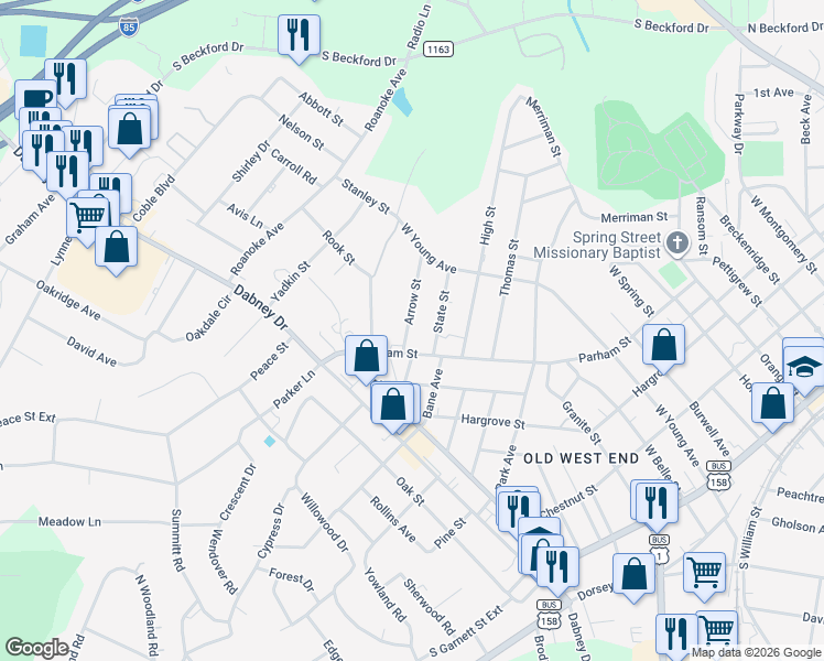 map of restaurants, bars, coffee shops, grocery stores, and more near 854 State Street in Henderson