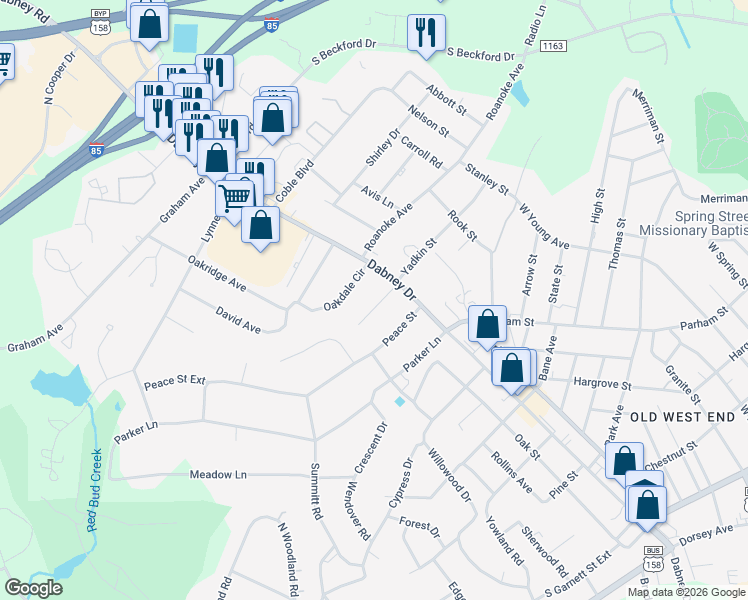 map of restaurants, bars, coffee shops, grocery stores, and more near 1475 Perry Avenue in Henderson