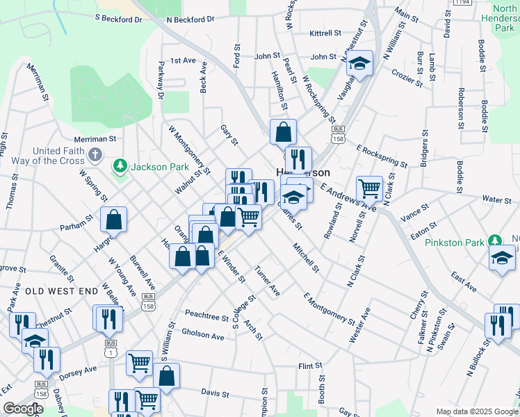 map of restaurants, bars, coffee shops, grocery stores, and more near in Henderson