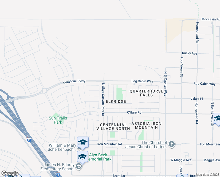 map of restaurants, bars, coffee shops, grocery stores, and more near 9836 Fast Elk Ct St in Las Vegas