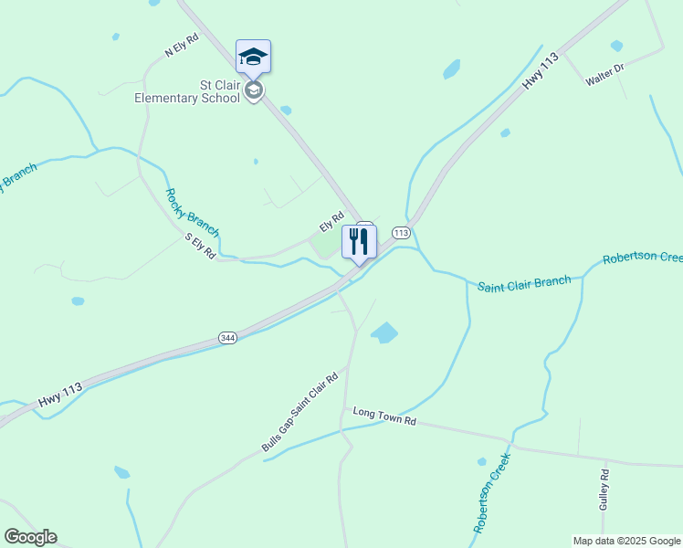 map of restaurants, bars, coffee shops, grocery stores, and more near 1330 Tennessee 113 in Bulls Gap