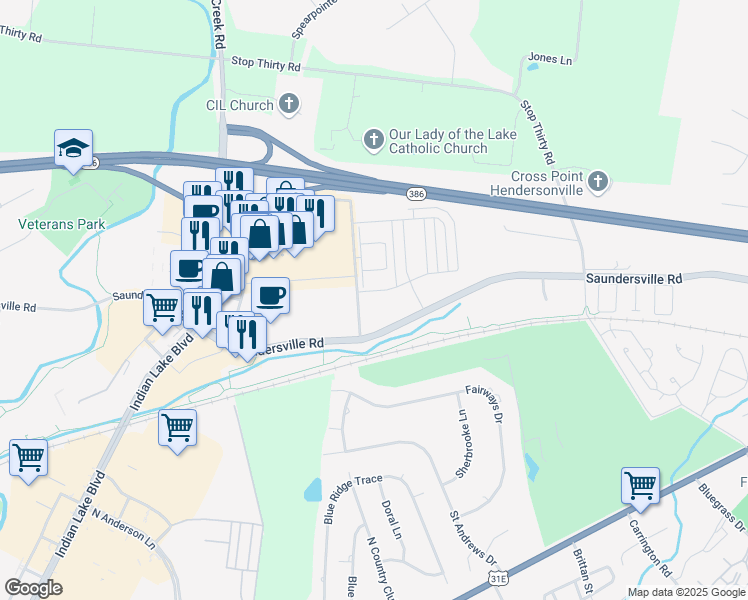 map of restaurants, bars, coffee shops, grocery stores, and more near 108 Cinema Drive in Hendersonville