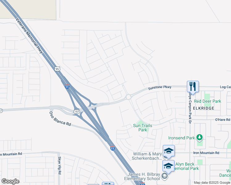 map of restaurants, bars, coffee shops, grocery stores, and more near U.S. 95 Frontage Road in Las Vegas