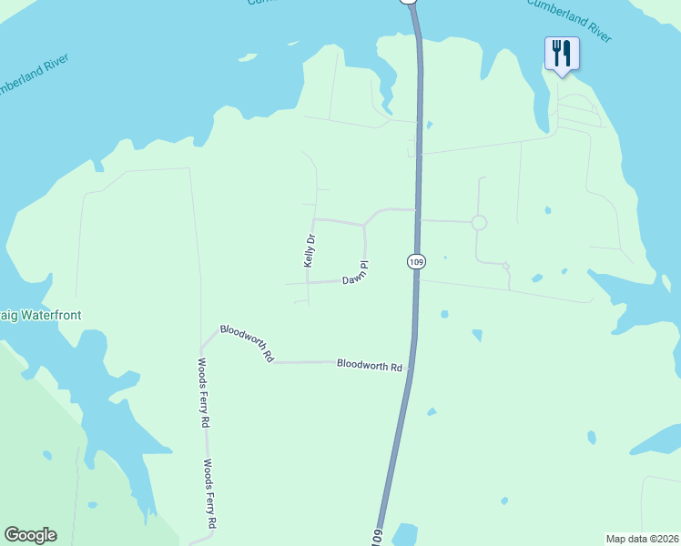 map of restaurants, bars, coffee shops, grocery stores, and more near 405 Dawn Place in Lebanon