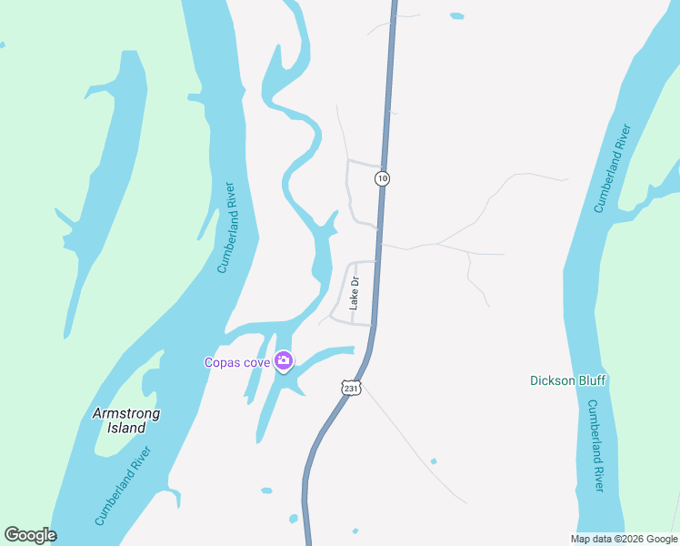 map of restaurants, bars, coffee shops, grocery stores, and more near 75 Breeze Inn Road in Castalian Springs