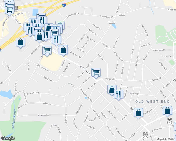 map of restaurants, bars, coffee shops, grocery stores, and more near 860 Dabney Drive in Henderson