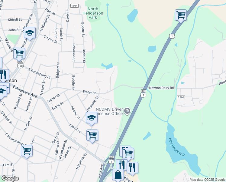 map of restaurants, bars, coffee shops, grocery stores, and more near 856 Newton Dairy Road in Henderson