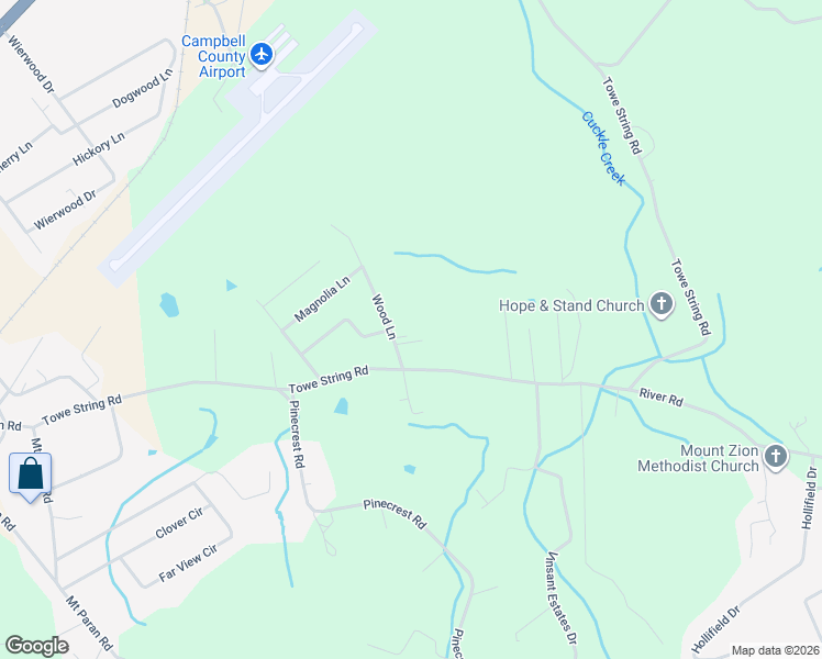 map of restaurants, bars, coffee shops, grocery stores, and more near 136 Wood Lane in Jacksboro