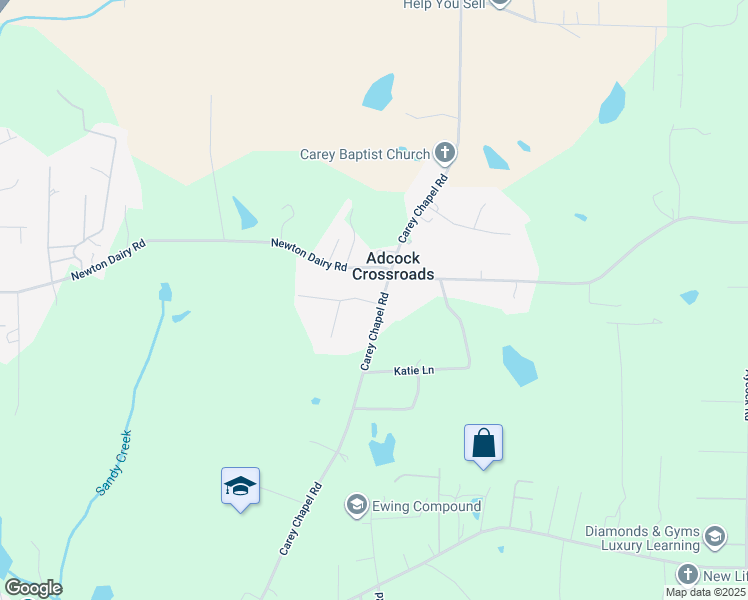 map of restaurants, bars, coffee shops, grocery stores, and more near 39 Carey Chapel Hill in Henderson