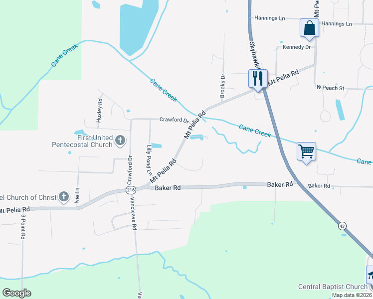 map of restaurants, bars, coffee shops, grocery stores, and more near 334 Mount Pelia Road in Martin