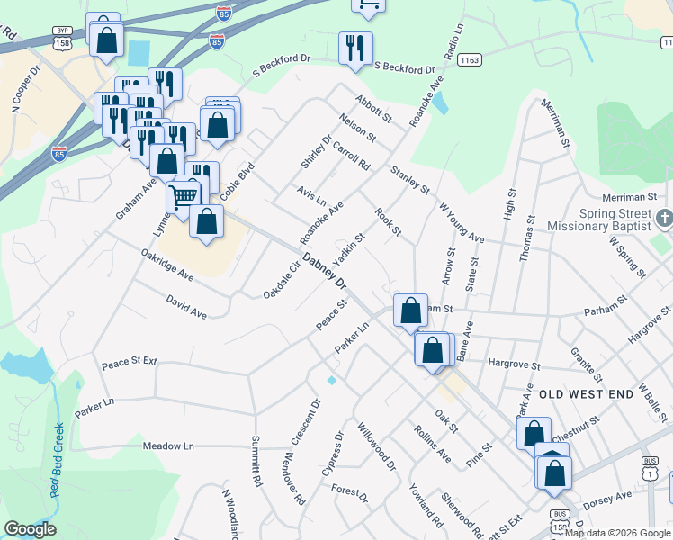 map of restaurants, bars, coffee shops, grocery stores, and more near 866 Dabney Drive in Henderson