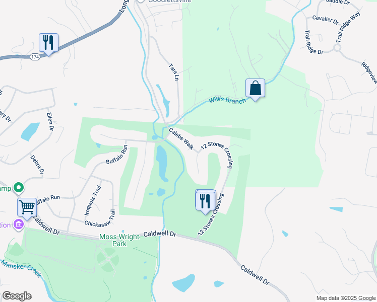 map of restaurants, bars, coffee shops, grocery stores, and more near 1014 Calebs Walk in Goodlettsville