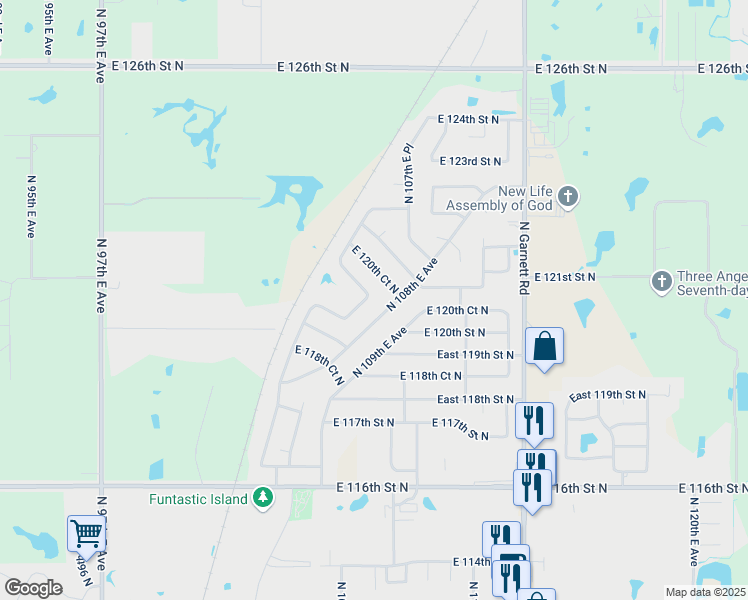 map of restaurants, bars, coffee shops, grocery stores, and more near 11957 North 107th East Place in Collinsville