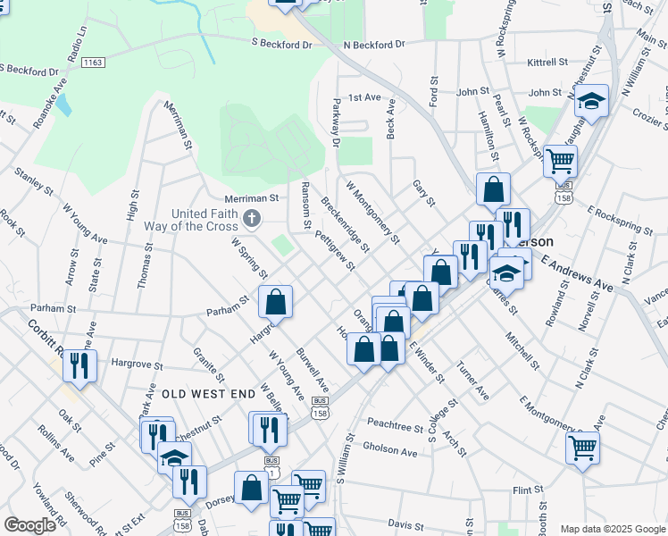 map of restaurants, bars, coffee shops, grocery stores, and more near 600 Orange Street in Henderson