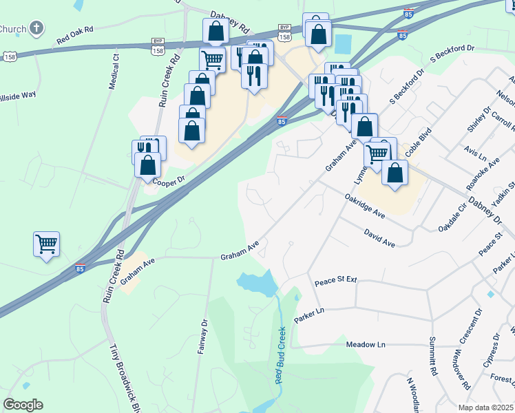 map of restaurants, bars, coffee shops, grocery stores, and more near 200 Ridge Road in Henderson