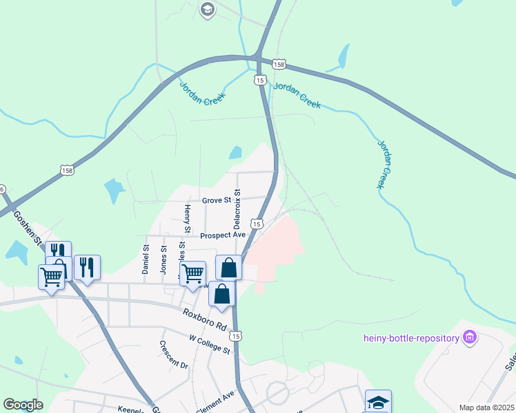 map of restaurants, bars, coffee shops, grocery stores, and more near 1113 College Street in Oxford