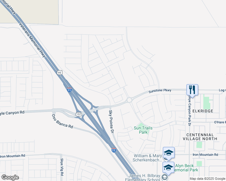 map of restaurants, bars, coffee shops, grocery stores, and more near U.S. 95 Frontage Road in Las Vegas
