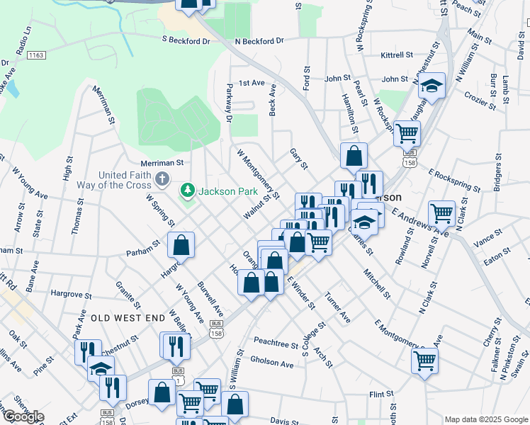 map of restaurants, bars, coffee shops, grocery stores, and more near 316 Breckenridge Street in Henderson
