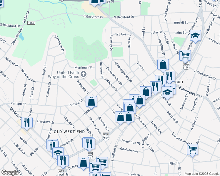 map of restaurants, bars, coffee shops, grocery stores, and more near 600 Orange Street in Henderson
