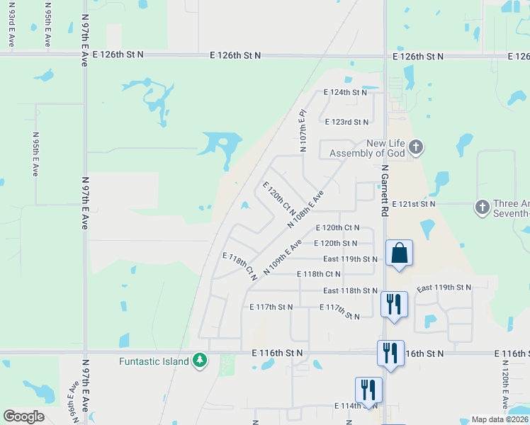 map of restaurants, bars, coffee shops, grocery stores, and more near 10719 East 119th Court North in Collinsville