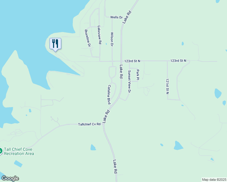 map of restaurants, bars, coffee shops, grocery stores, and more near 12234 Catalina Boulevard in Sperry