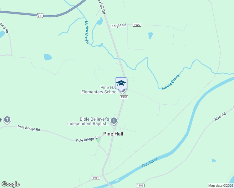 map of restaurants, bars, coffee shops, grocery stores, and more near 1400 Pine Hall Road in Pine Hall