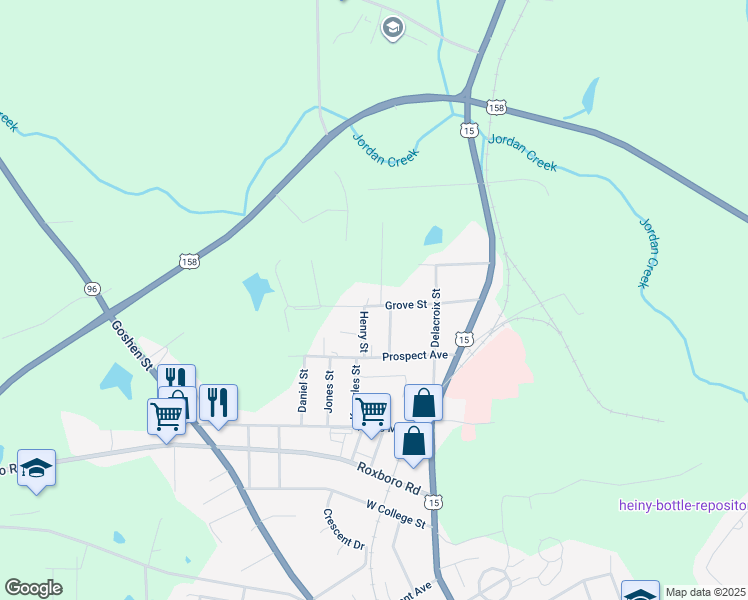 map of restaurants, bars, coffee shops, grocery stores, and more near 300 Grove Street in Oxford