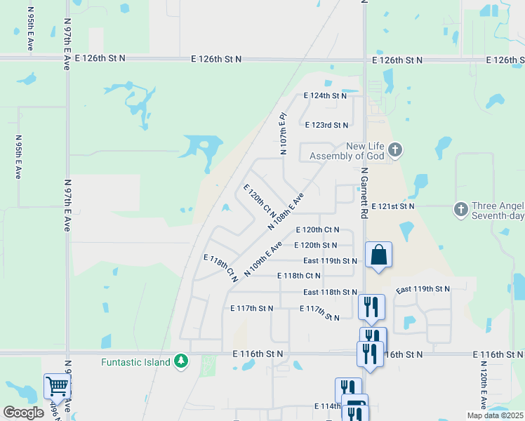 map of restaurants, bars, coffee shops, grocery stores, and more near 11957 North 107th East Place in Collinsville