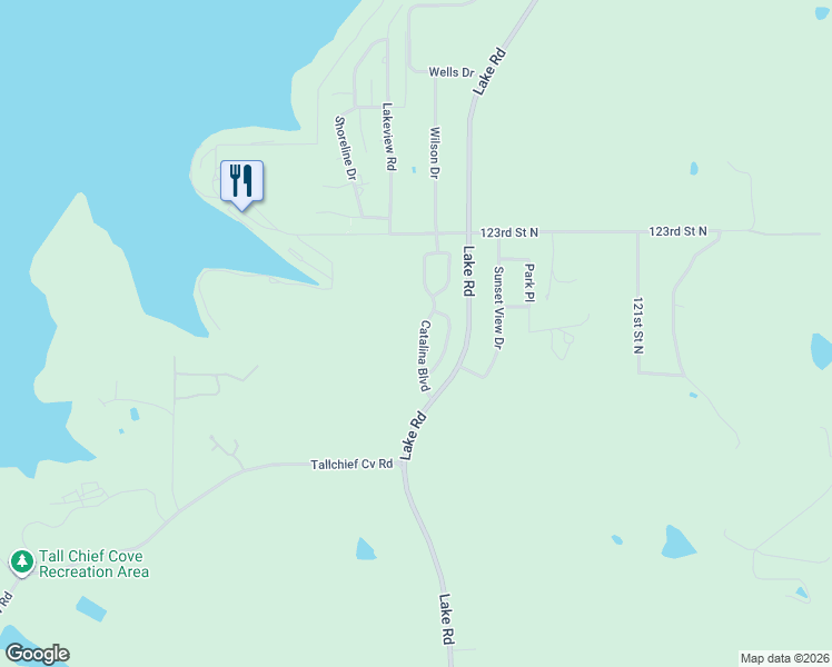 map of restaurants, bars, coffee shops, grocery stores, and more near 12242 Catalina Boulevard in Sperry