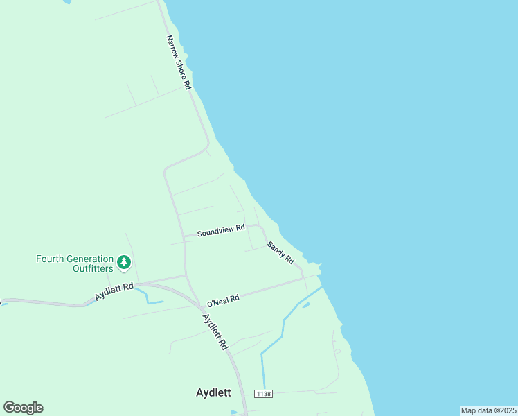 map of restaurants, bars, coffee shops, grocery stores, and more near 101 Sandy Road in Aydlett
