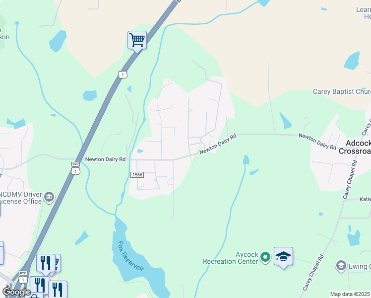 map of restaurants, bars, coffee shops, grocery stores, and more near 1349 Newton Dairy Road in Henderson