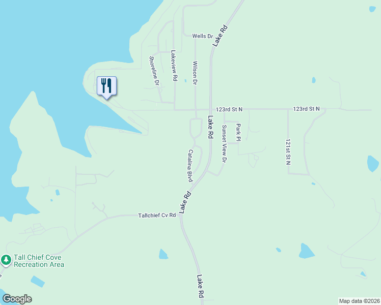 map of restaurants, bars, coffee shops, grocery stores, and more near 12242 Catalina Boulevard in Sperry